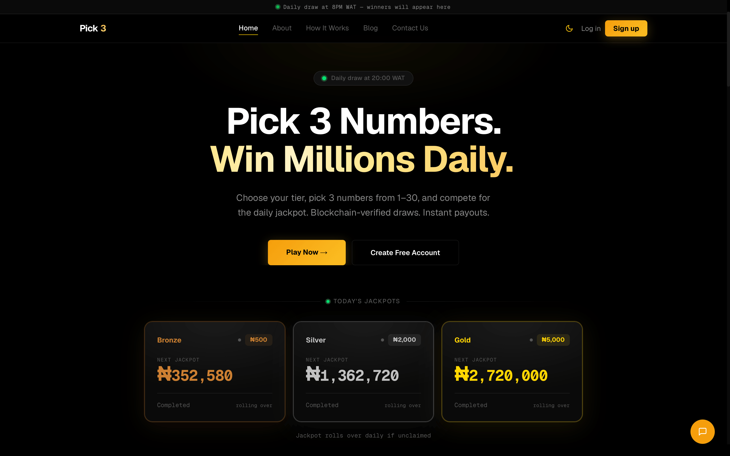 Pick3: Scheduled draws, automated payouts